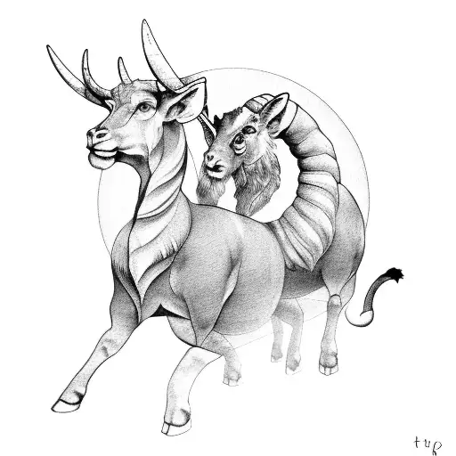aries and capricorn tattoo design idea