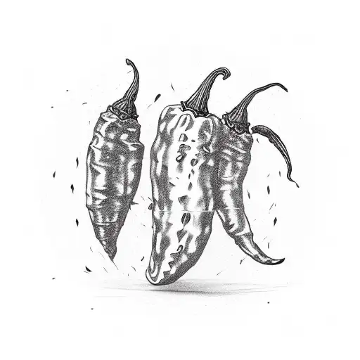 minimal design including vinyl record marini glass and a chilli pepper tattoo design idea