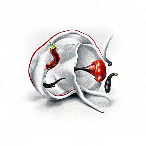 vinyl record marini glass chilli pepper tattoo design idea