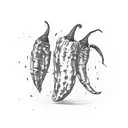 minimal design including vinyl record marini glass and a chilli pepper tattoo design idea