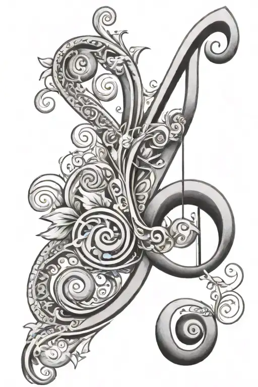 a treble clef and bass clef that form the letter j and the letter s tattoo design idea