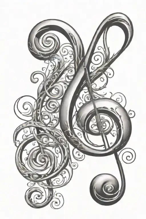 Cursive j and cursive s that intertwine to form a treble clef and bass clef  tattoo design idea