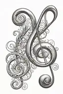 Cursive j and cursive s that intertwine to form a treble clef and bass clef  tattoo design idea