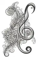Cursive j and cursive s that intertwine to form a treble clef and bass clef  tattoo design idea