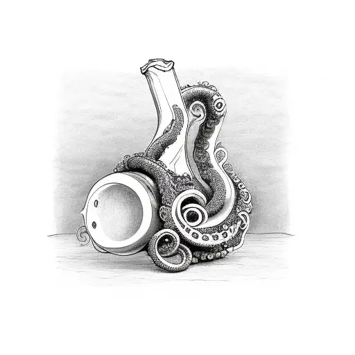 Tentacle and bottle of wine tattoo design idea