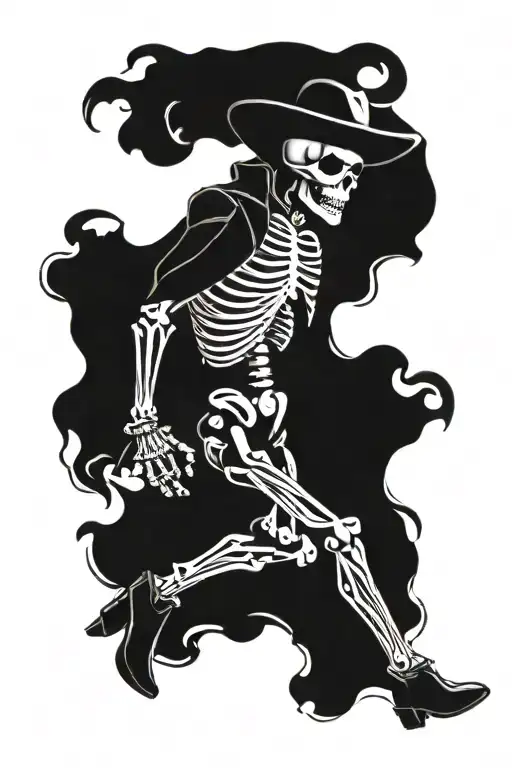 chrome cowboy skeleton tattoo design idea