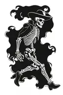 chrome cowboy skeleton tattoo design idea