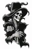 chrome cowboy skeleton tattoo design idea