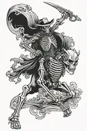 chrome cowboy skeleton tattoo design idea