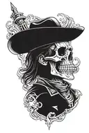 chrome cowboy skeleton tattoo design idea
