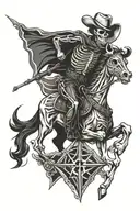 chrome cowboy skeleton tattoo design idea