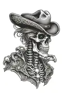 chrome cowboy skeleton tattoo design idea