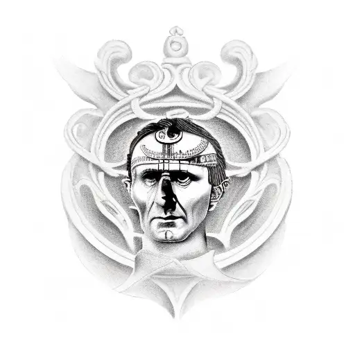 julius caesar with roman numerals tattoo design idea