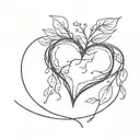 elder emo in heart shape tattoo design idea