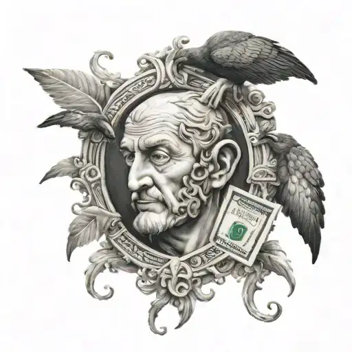 money diligent greed bum mythology tattoo tattoo design idea