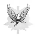 Dove flying to heaven with banner which says "vir fidelis" tattoo design idea