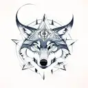 wolf mountains and compass tattoo design idea