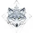 wolf mountains and compass tattoo design idea