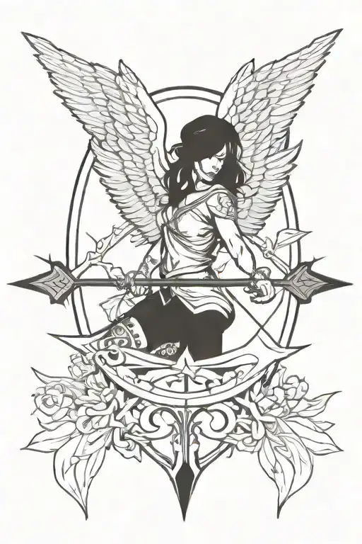 angel Sebastian arrows tattoo design idea
