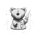 A small and simplified Kanye West graduation bear in black-grey style tattoo design idea