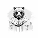 A small and simplified Kanye West graduation bear in black-grey style tattoo design idea