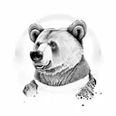 A small and simplified Kanye West graduation bear in black-grey style tattoo design idea