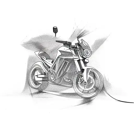 generate a tattoo using bike,hills,river tattoo design idea