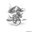 generate a tattoo using bike,hills,river tattoo design idea