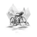 generate a tattoo using bike,hills,river tattoo design idea