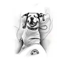 generate a tattoo using bike,hills,river,dog  tattoo design idea