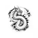 Dragon, moon, clouds, mountain tattoo design idea