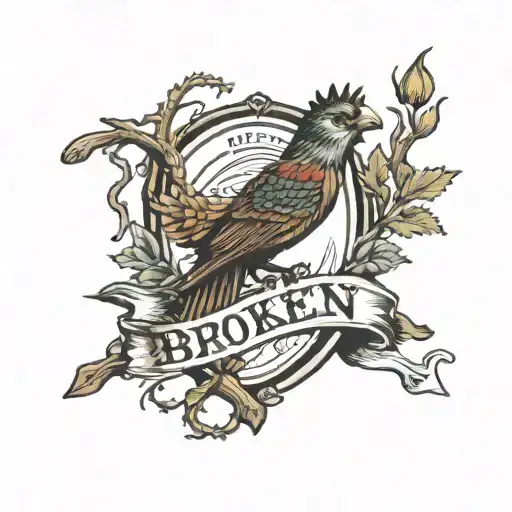 broken arrow with the word broken treaty oak revival tattoo design idea