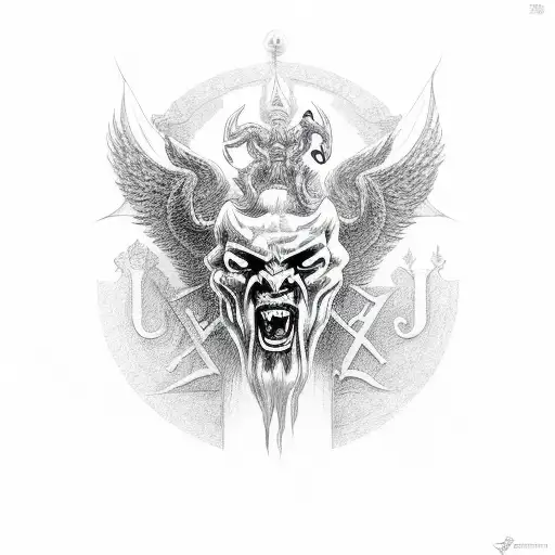 Putin Satan in Moscow tattoo design idea