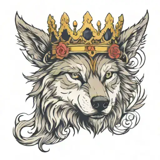 wolf crown made tattoo design idea