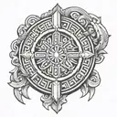 Ancient Greece style shield tattoo design idea