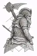 Ancient Greece god of warriors tattoo design idea