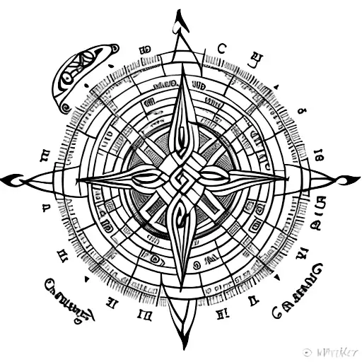 celtic compass with tribal designs tattoo design idea