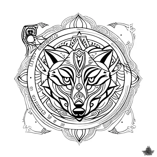 wolf and dharma tattoo design idea