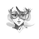 programing anime giy who got isekaid, he has glasses and hot gf tattoo design idea