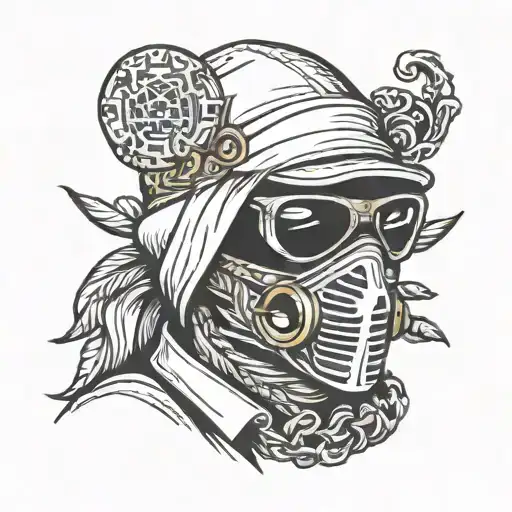 bank robber Gucci mask tattoo design idea