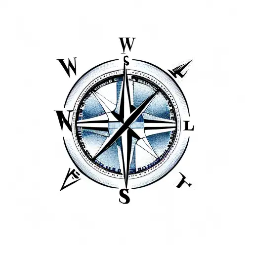 Compass with Initials L and F and S and M tattoo design idea