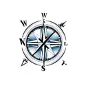 Compass with Initials L and F and S and M tattoo design idea