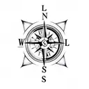 Compass with Initials L and F and S and M tattoo design idea