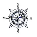 Compass with Initials L and F and S and M tattoo design idea