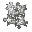 A design of two puzzle pieces fitting together, representing the perfect match and connection between you and your sister tattoo design idea