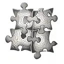A design of two puzzle pieces fitting together, representing the perfect match and connection between you and your sister tattoo design idea