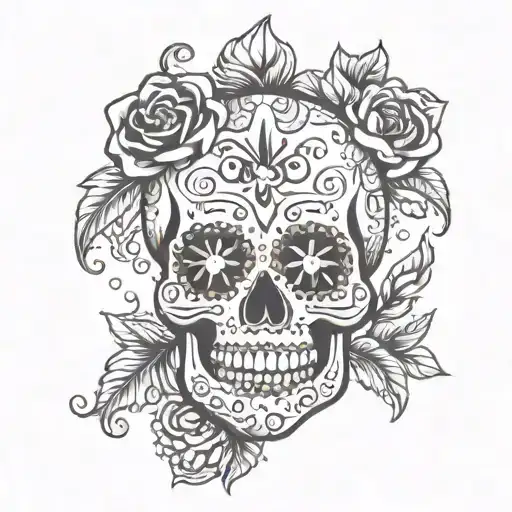 sugar skull mental health tattoo design idea