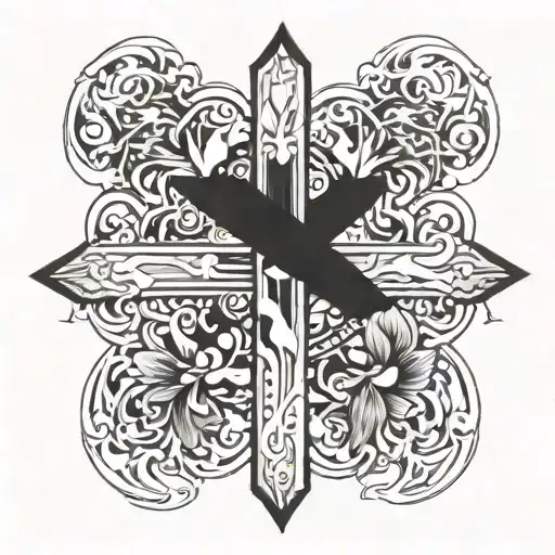 cross with 04 20 2019 date tattoo design idea