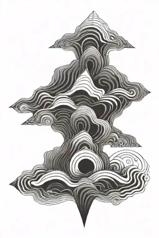 G ckef formed by sea waves at the bottom and by spatial objects at the top. It makes the link betxeen these two places tattoo design idea