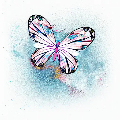 Butterfly in hurricane  tattoo design idea